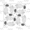 colouring book page with 8 hedgehogs and 8 snails. The boarder is zig zag lines.
