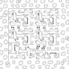 A page covered in 8 drawings of cats. The boarder is circles and ovals.